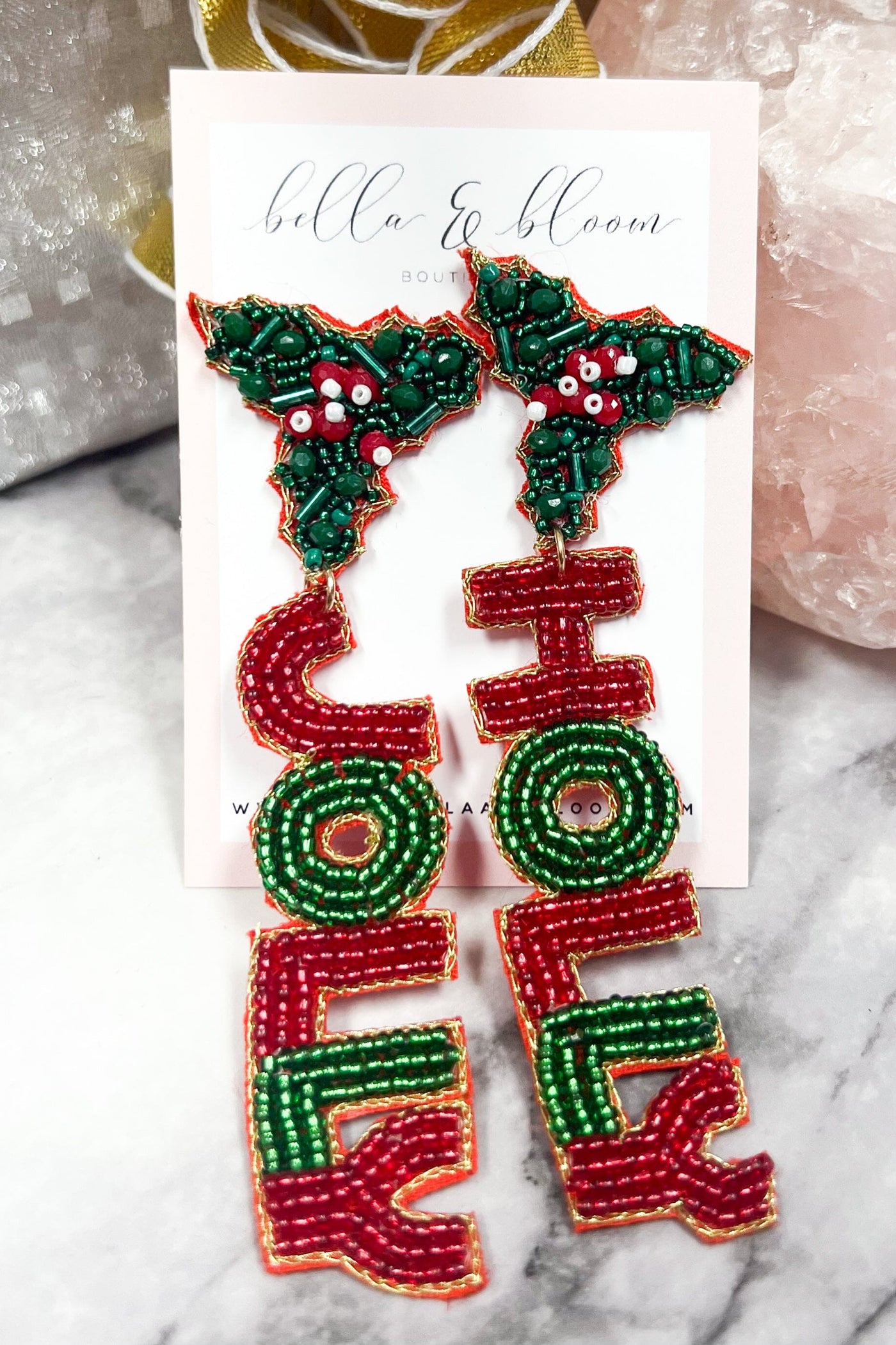 HOLLY JOLLY Beaded Holiday Earrings: Red/Green - Bella and Bloom Boutique
