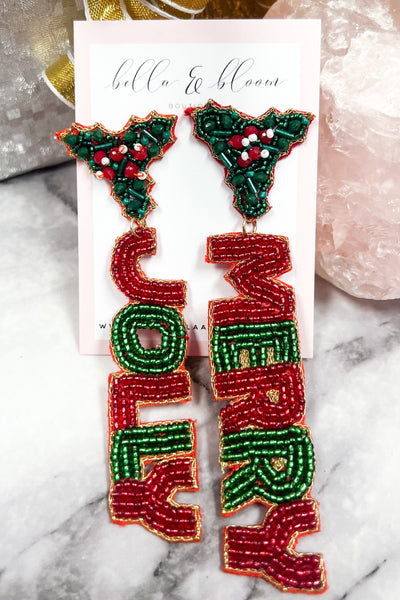 MERRY JOLLY Beaded Holiday Earrings: Red/Green - Bella and Bloom Boutique