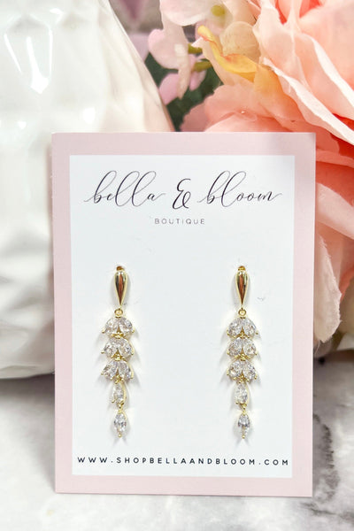 Every Girls Dream Embellished Earrings: Gold - Bella and Bloom Boutique