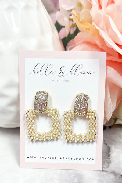 Retail Therapy Earrings: Gold/Pearl - Bella and Bloom Boutique