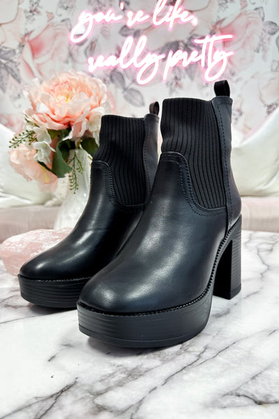 Yale Chunky Booties: Black - Bella and Bloom Boutique