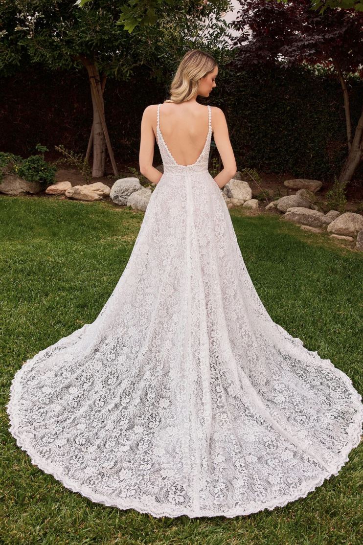 Oriana Lace A Line Detachable Long Sleeve Wedding Dress: Off White - Bella and Bloom Boutique