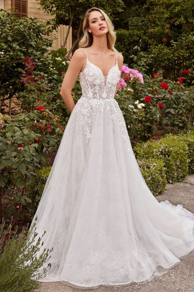 Perla Floral Applique Lace Wedding Dress: Off White - Bella and Bloom Boutique