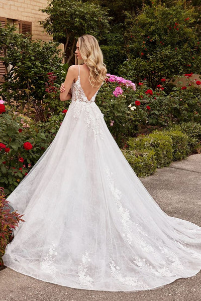 Perla Floral Applique Lace Wedding Dress: Off White - Bella and Bloom Boutique