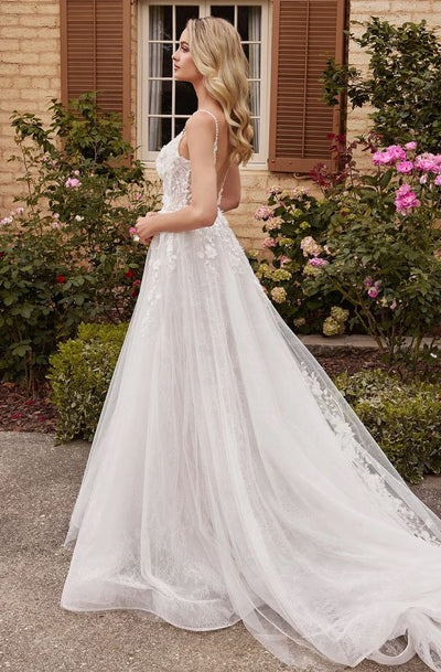 Perla Floral Applique Lace Wedding Dress: Off White - Bella and Bloom Boutique