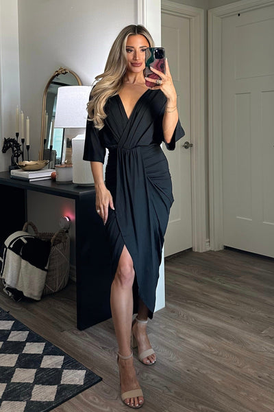 Don't Fade Away Midi Dress: Black - Bella and Bloom Boutique