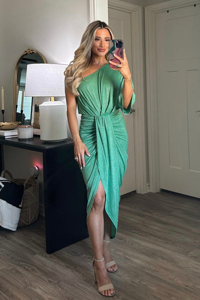 Hold You Tight Sparkly Midi Dress: Kelly Green - Bella and Bloom Boutique