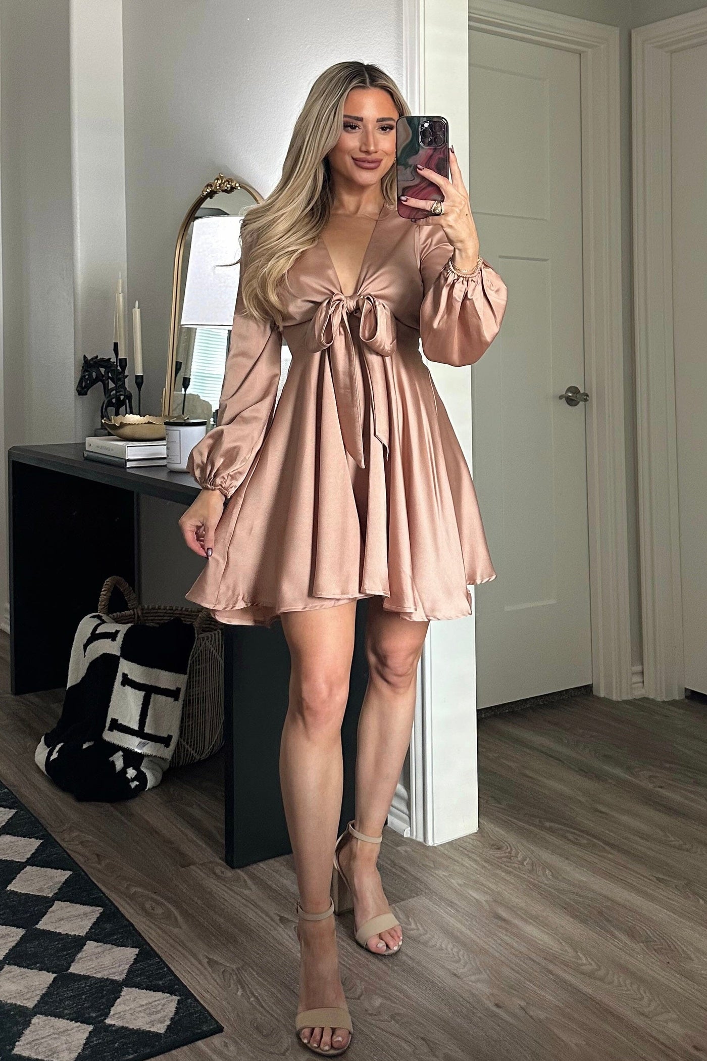 Buy My Love Satin Dress: Champagne - Bella and Bloom Boutique