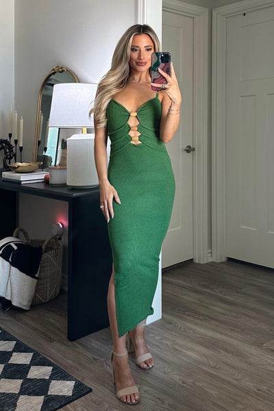 Briley Midi Dress: Green - Bella and Bloom Boutique