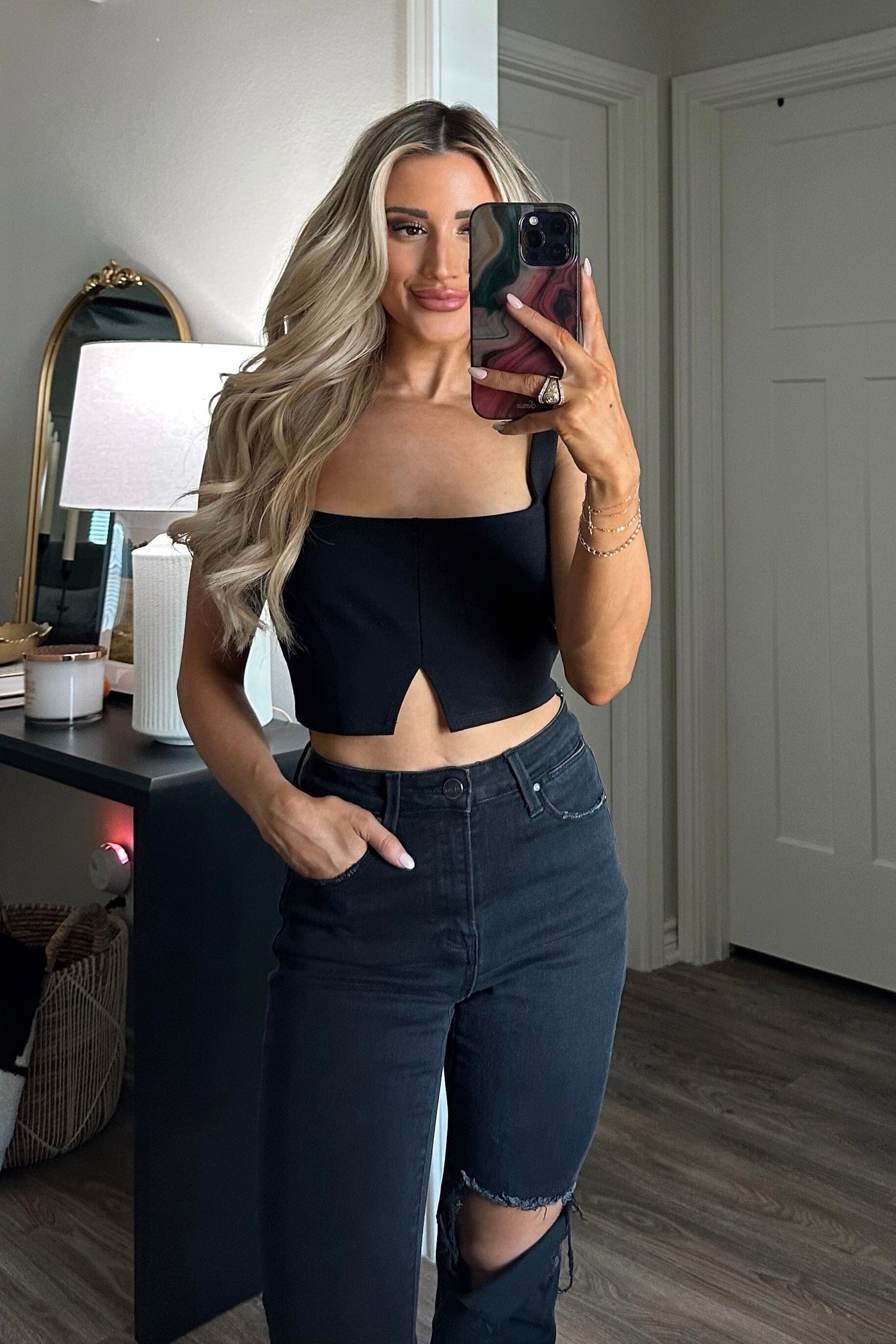 Come on Over Crop Top: Black - Bella and Bloom Boutique