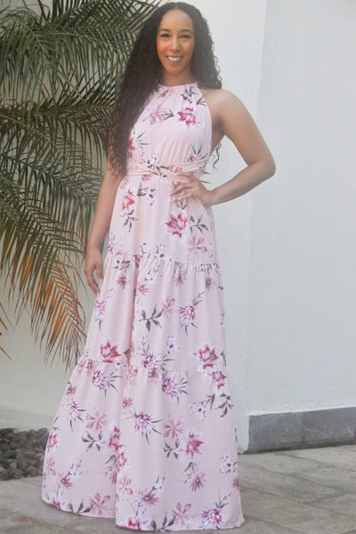 Giving Me Butterflies Floral Wrap Maxi Dress: Peach - Bella and Bloom Boutique