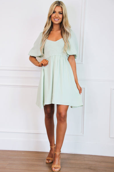 From the Start Smocked Dress: Pastel Green - Bella and Bloom Boutique