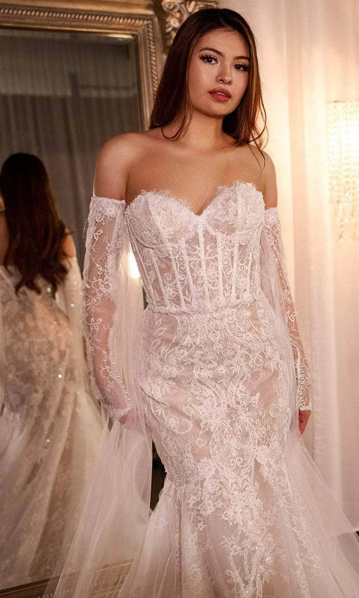 Bella and Bloom Boutique - Primrose Lace Detachable Sleeve Mermaid Wedding Dress: White/Nude 6 / White/Nude Bella and Bloom Boutique - Primrose Lace Detachable Sleeve Mermaid Wedding Dress: White/Nude 6 / White/Nude