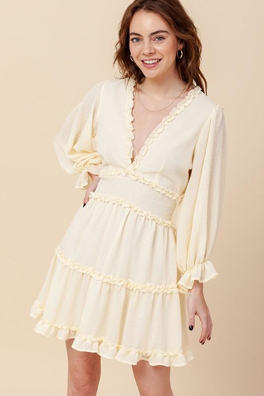 RESTOCK: Brinley Ruffle Dress: Pastel Yellow - Bella and Bloom Boutique
