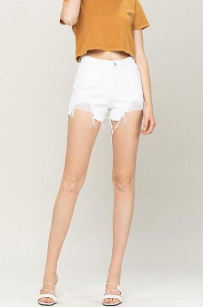 Comes Back Around Denim Shorts: White - Bella and Bloom Boutique
