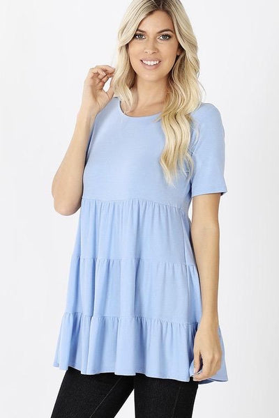 Jules Babydoll Top: Periwinkle - Bella and Bloom Boutique