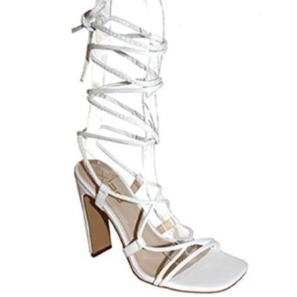 Take Me Downtown Lace Up Heels: White - Bella and Bloom Boutique
