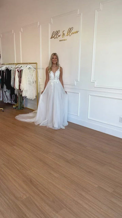 Until I Found You Sparkly Tulle Wedding Dress: Off White