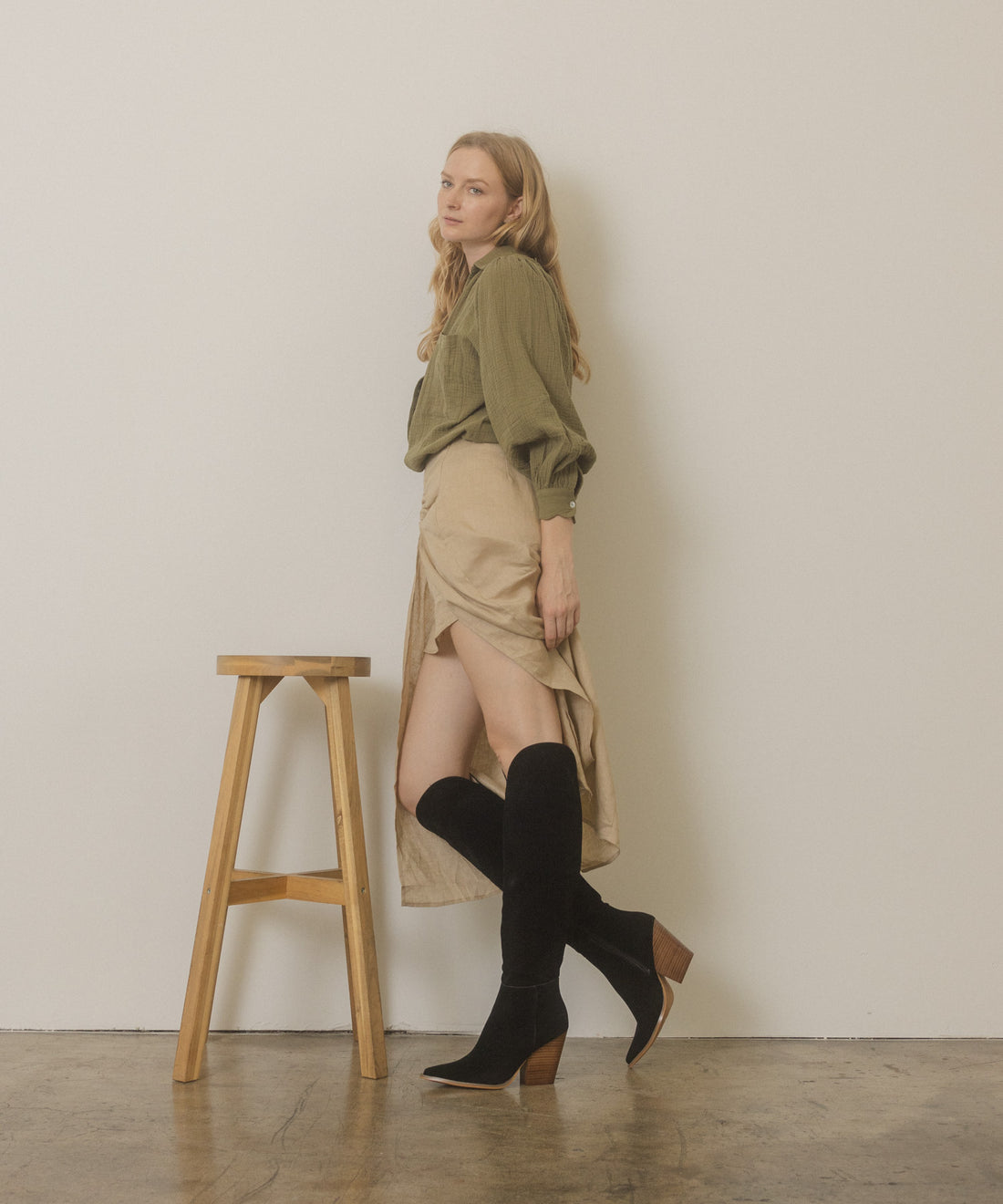 Clara Knee High Western Boots: Black Suede - Bella and Bloom Boutique