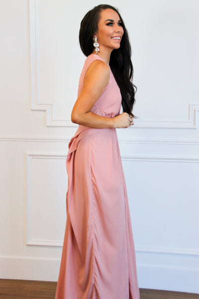 Sweet Twist Maxi Dress: Blush - Bella and Bloom Boutique