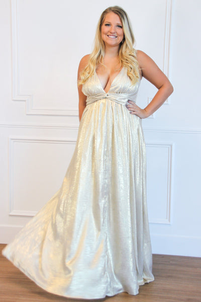 Shining Love Maxi Dress: Ivory/Gold - Bella and Bloom Boutique