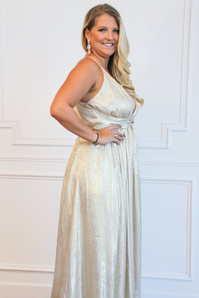 Shining Love Maxi Dress: Ivory/Gold - Bella and Bloom Boutique