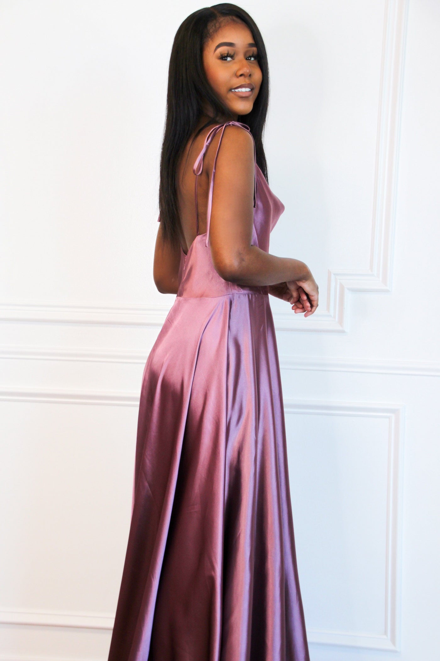 Tonight's the Night Satin Formal Dress: Plum - Bella and Bloom Boutique