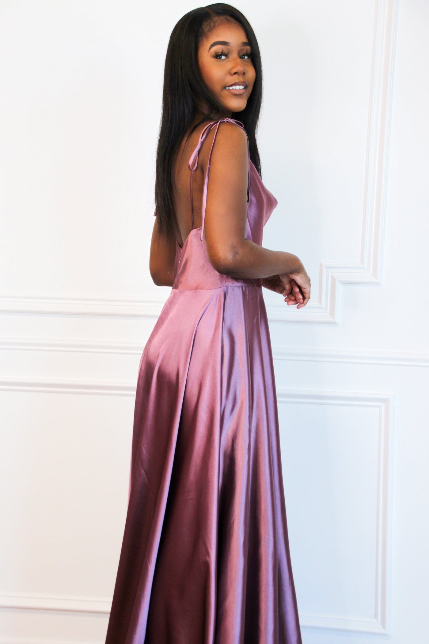 Bella and Bloom Boutique - Tonight's the Night Satin Formal Dress: PLUM XS / PLUM Bella and Bloom Boutique - Tonight's the Night Satin Formal Dress: PLUM XS / PLUM