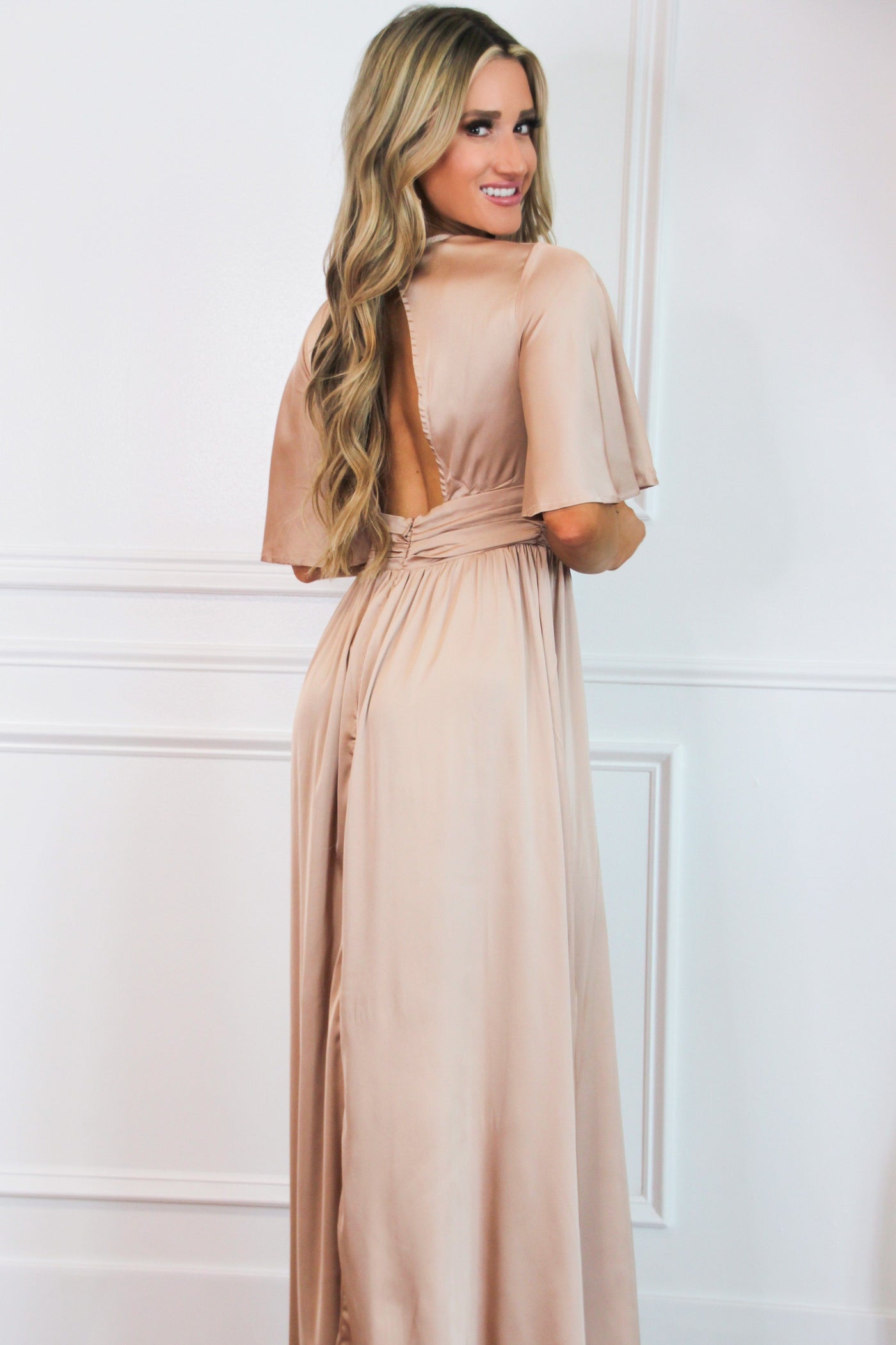 Happier Than Ever Maxi Dress: Champagne - Bella and Bloom Boutique