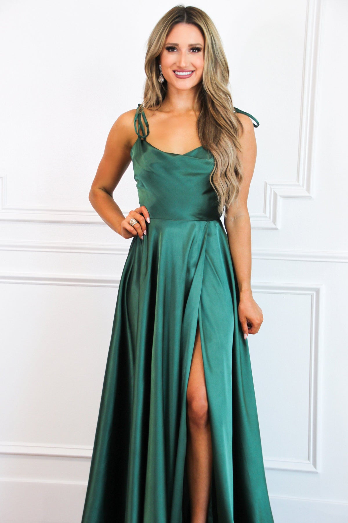Bella and Bloom Boutique - Tonight's the Night Satin Formal Dress: Teal ...