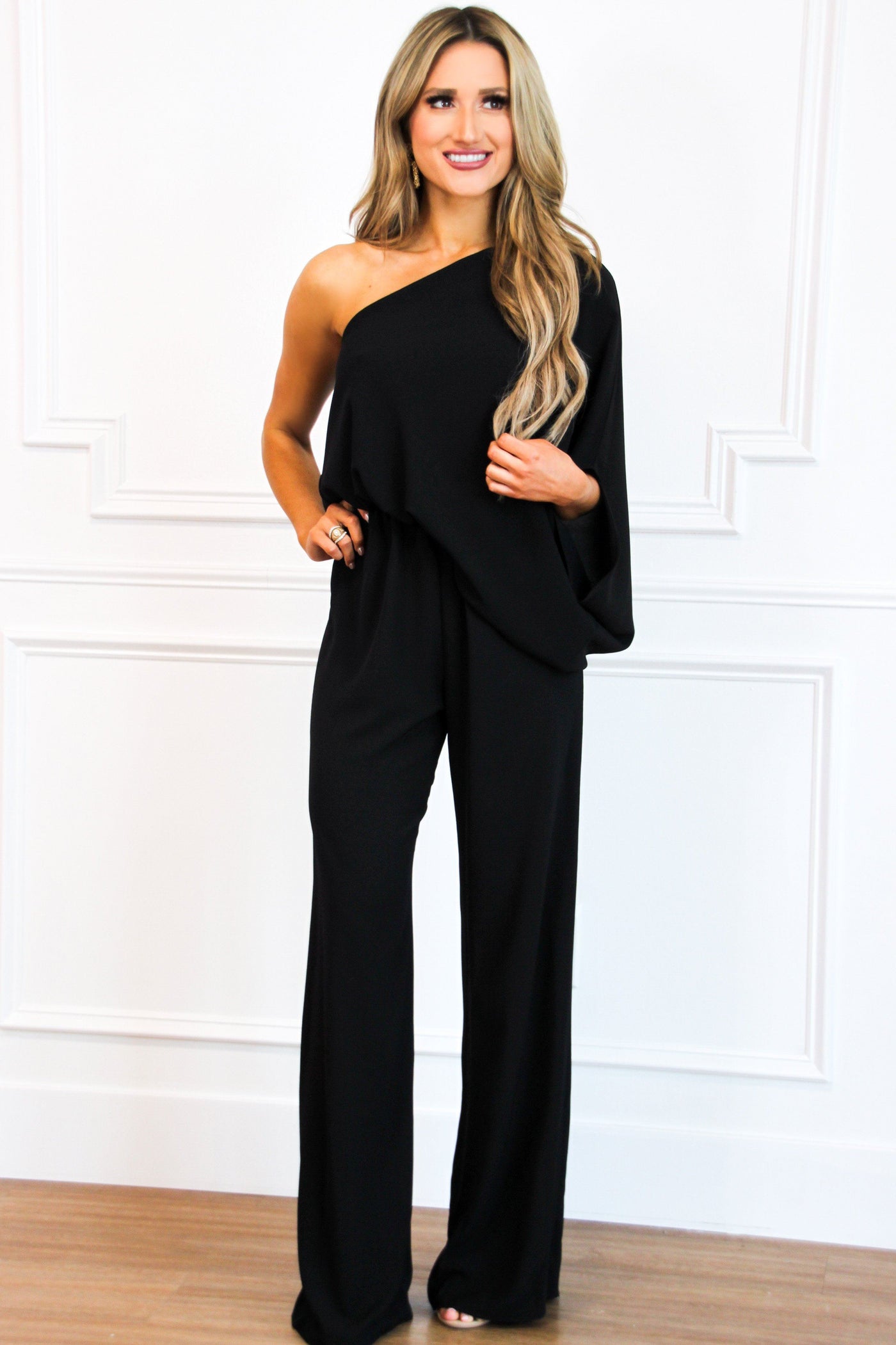 Don’t Start Now Jumpsuit: Black - Bella and Bloom Boutique