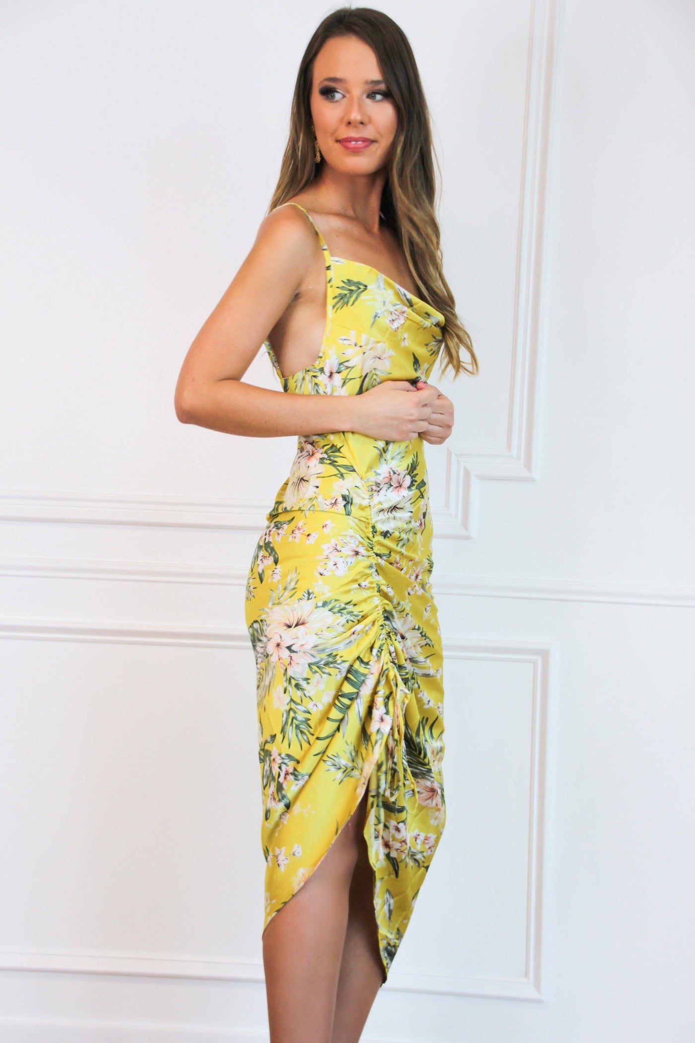 Island Vibes Midi Dress: Yellow Multi - Bella and Bloom Boutique