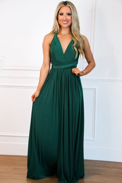 Enough For You Wrap Maxi Dress: Emerald - Bella and Bloom Boutique