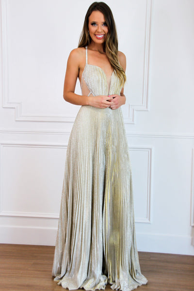 Mermaid Dreams Formal Dress: Gold Iridescent - Bella and Bloom Boutique
