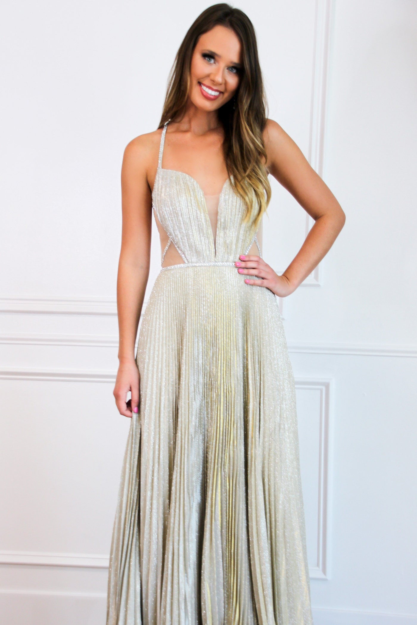 Mermaid Dreams Formal Dress: Gold Iridescent - Bella and Bloom Boutique