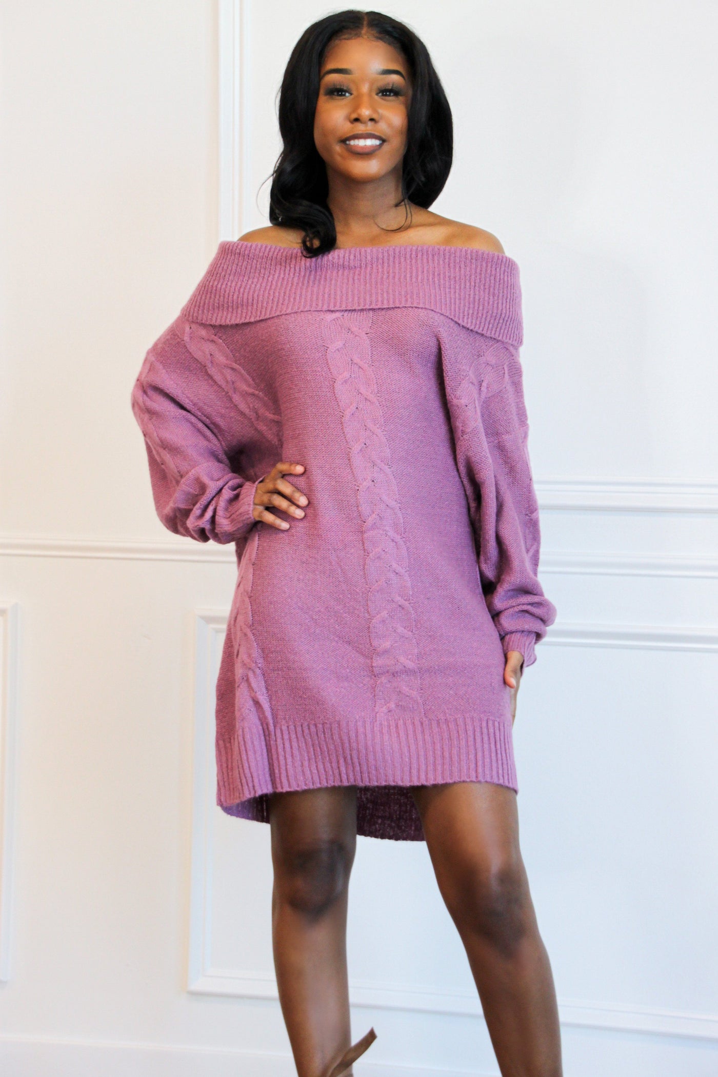 Taste of Fall Sweater Dress: Orchid - Bella and Bloom Boutique