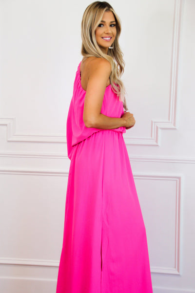 Don't Start Now Maxi Dress: Hot Pink - Bella and Bloom Boutique