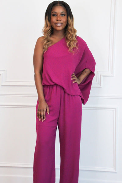 Don't Start Now Jumpsuit: Orchid - Bella and Bloom Boutique