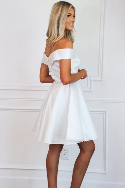 Truly Yours Off Shoulder Dress: White - Bella and Bloom Boutique