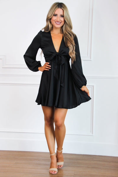 Buy My Love Satin Dress: Black - Bella and Bloom Boutique