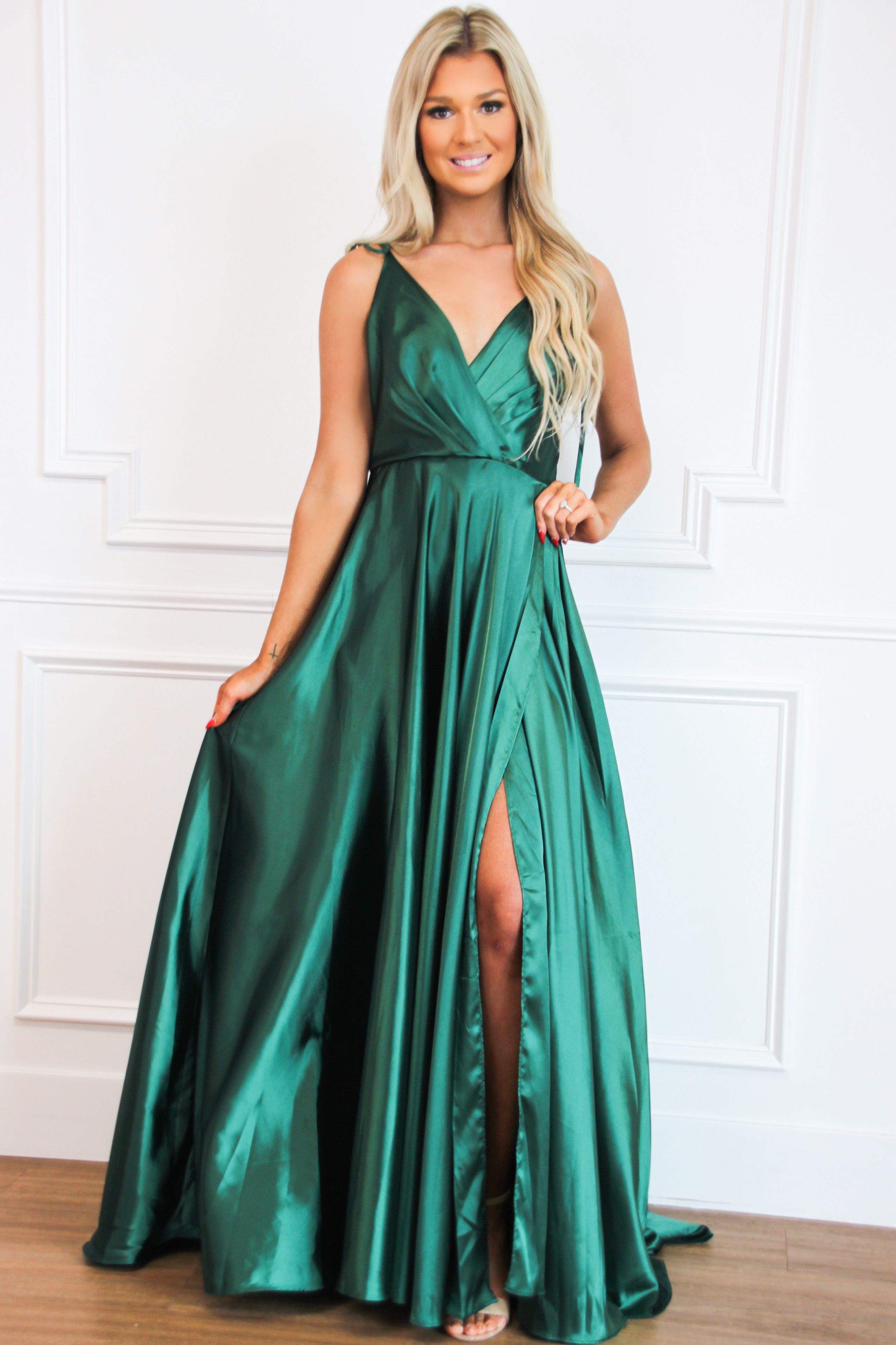 Bella and Bloom Boutique - Tonight's the Night Satin Formal Dress ...