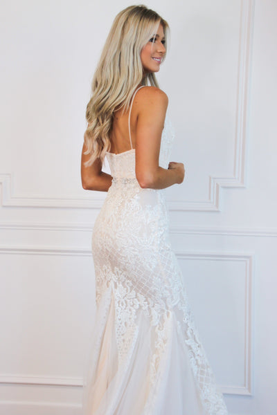 All You Ever Wanted Sparkly Mermaid Wedding Dress: Ivory/White - Bella and Bloom Boutique