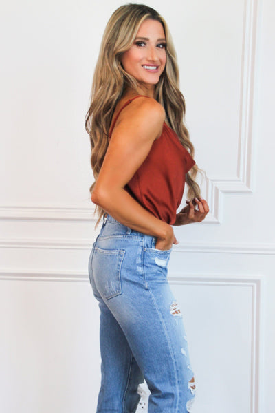 Emma Distressed Mom Denim: Light Wash - Bella and Bloom Boutique