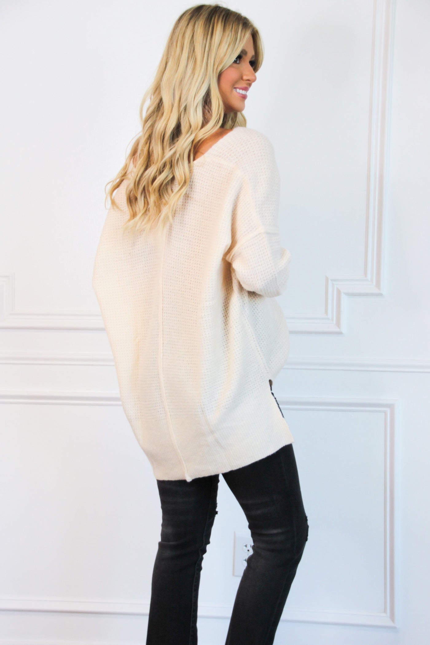 Warm and Cozy Oversized Sweater: Stone - Bella and Bloom Boutique