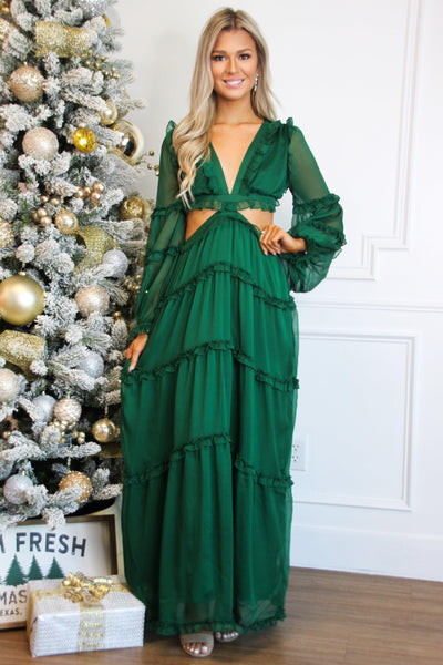 Wanted You More Maxi Dress: Emerald - Bella and Bloom Boutique
