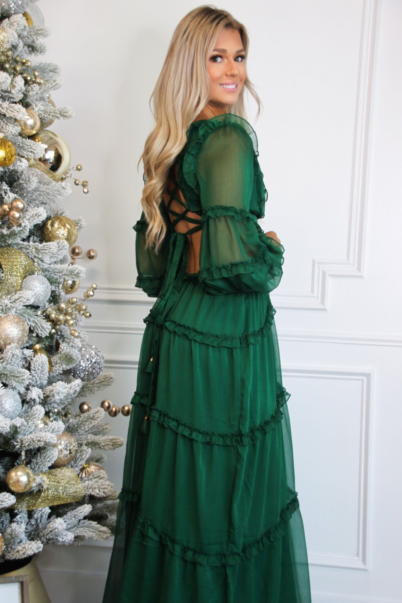 Wanted You More Maxi Dress: Emerald - Bella and Bloom Boutique