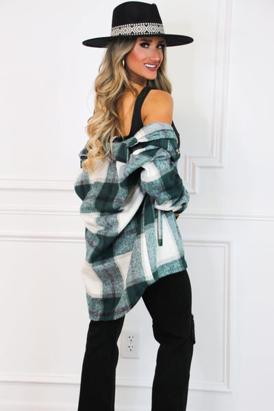 Wind Down Plaid Shacket: Hunter Green - Bella and Bloom Boutique