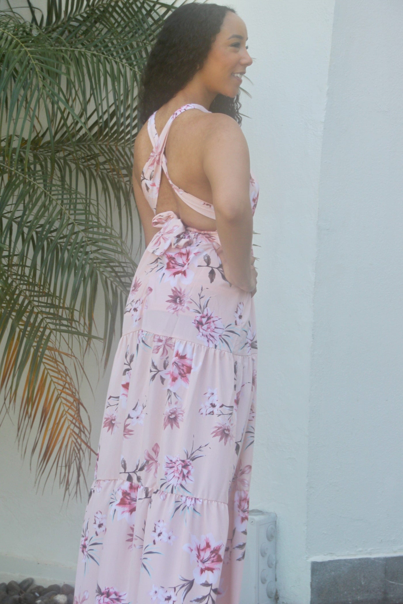 Giving Me Butterflies Floral Wrap Maxi Dress: Peach - Bella and Bloom Boutique
