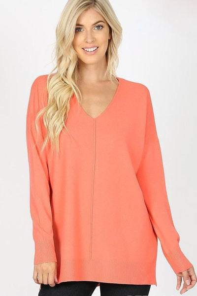 RESTOCK: Closet Essential Sweater: Coral - Bella and Bloom Boutique