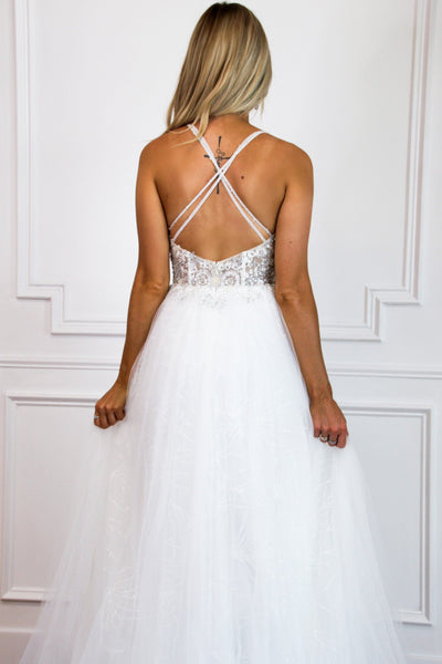 Fit For a Princess Embellished Wedding Dress: White - Bella and Bloom Boutique
